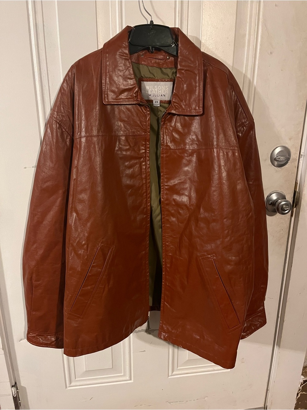 Wilsons Leather M. Julian Men’s 2X Cognac Brown Genuine Leather Jacket Zip Front